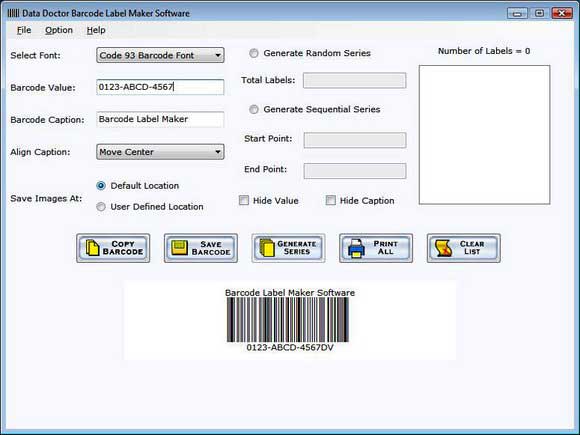 Barcode Label Generator screen shot
