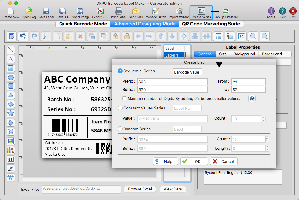 Mac Barcode Label Software - Corporate Edition
