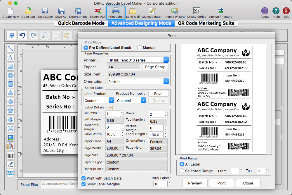 Mac Barcode Label Software - Corporate Edition