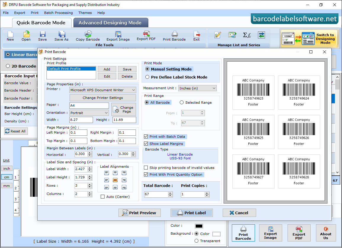 Barcode Software for Packaging Supply