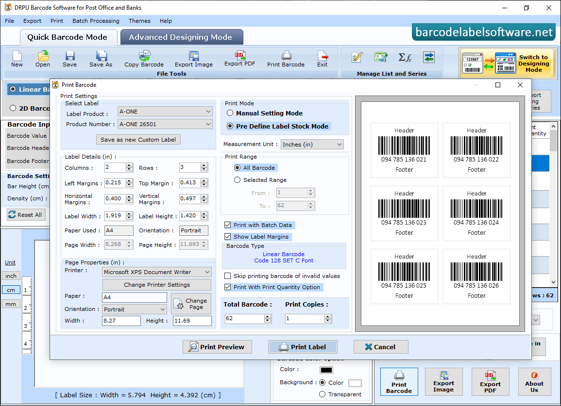 Barcode Software for Post Office